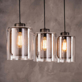 3-lichts hanglamp metaal met glas