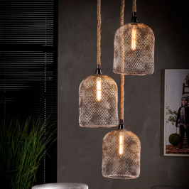 3-lichts hanglamp van metaalgaas