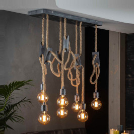 7-delige hanglamp van scheepstouw