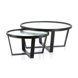 Salontafels ribbelglas en metaal