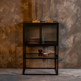 Ribbelglas vitrinekast