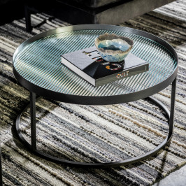 Ronde salontafel ribbelglas