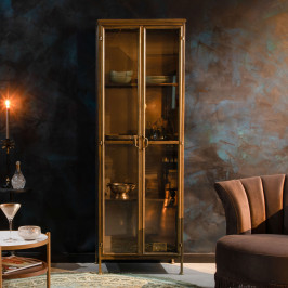 Antiek messing vitrinekast