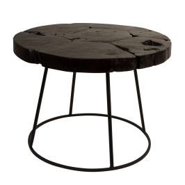 Ronde teakhouten salontafel