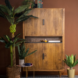 Retro wandkast van mangohout