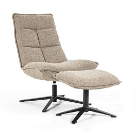 Bouclé fauteuil met voetenbank