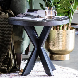 Ronde salontafel van zwart hout