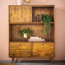 Retro wandkast van mangohout