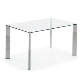 Glazen tafel met chroom