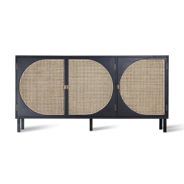 Zwart dressoir met rotan webbing