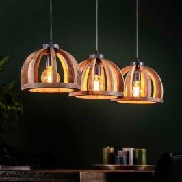 Houten hanglamp halve bollen