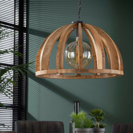 Houten hanglamp halve open bol
