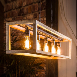 Houten hanglamp rechthoekig