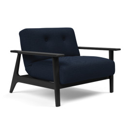 Fauteuil met zwart eiken armleuningen