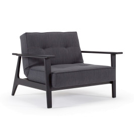 Fauteuil met zwart eiken armleuningen