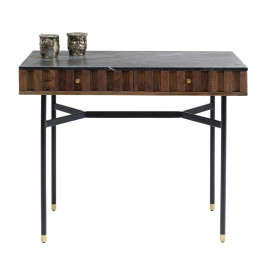 Sidetable van acacia en marmer