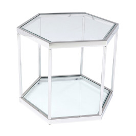 Zeshoekige bijzettafel zilver