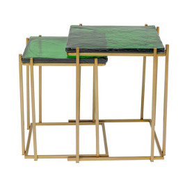 Bijzettafels met groen glas