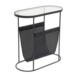 Ovalen bijzettafel krantenbak