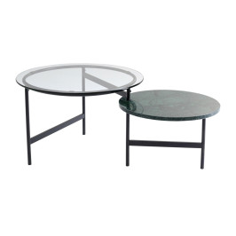 Salontafel groen marmer en glas