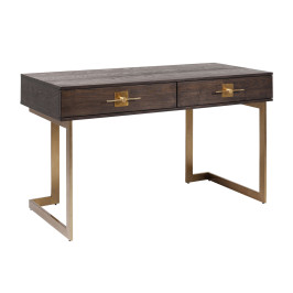 Bureau hout met messing