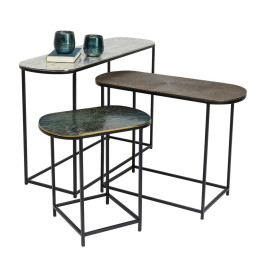 Ovale sidetable-set metaal
