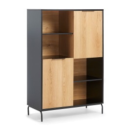Wandkast zwart met eiken