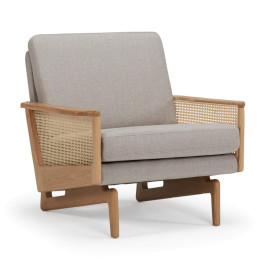 Scandinavische fauteuil met webbing armleuningen