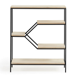 Open metalen houten kast zwart