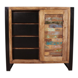 Lage wandkast van gerecycled hout