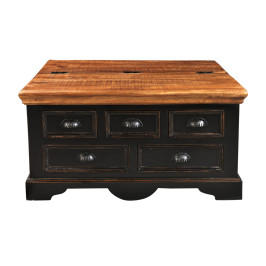 Landelijke zwarte salontafel met bergruimte