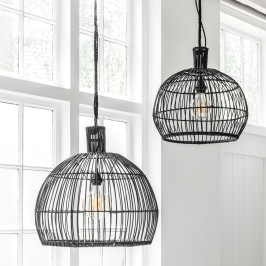Zwarte rotan hanglamp