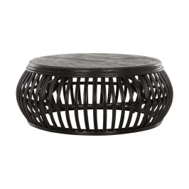 Ronde salontafel zwart rotan