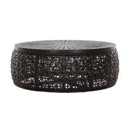 Ronde salontafel zwart rotan