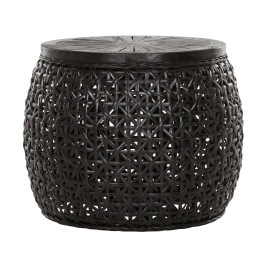 Zwarte rotan salontafel rond