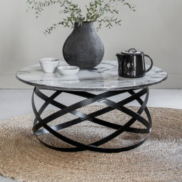 Ronde salontafel marmer en staal