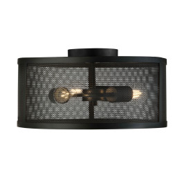 Plafondlamp zwart metaal gaas