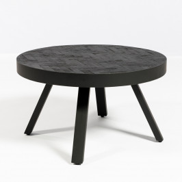 Ronde salontafel zwart teak hout
