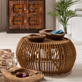 Salontafel rotan en teak 60 cm