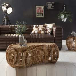 Salontafel rotan en teak