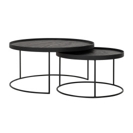 Salontafelset teak en metaal