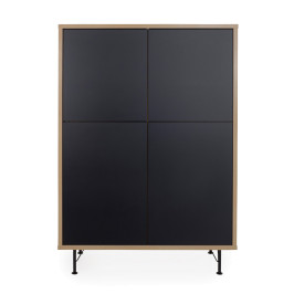 Halfhoge eiken wandkast mat zwart