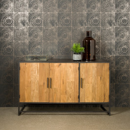 Dressoir van metaal en teak 160 cm