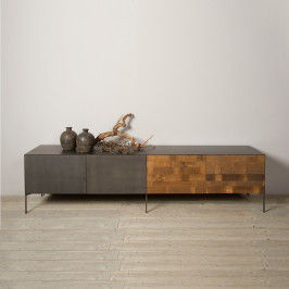 Tv-meubel metaal en hout 2D
