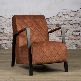 Fluwelen fauteuil met ruit