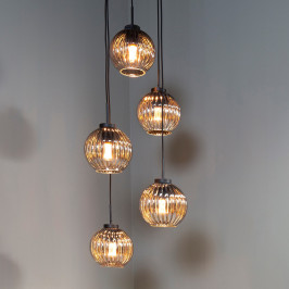 Trapse hanglamp geribbeld glas