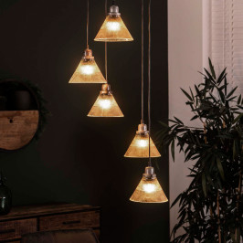 Trapse hanglamp met ribbelglas