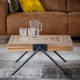 Vierkante teakhouten salontafel