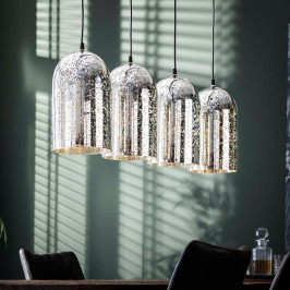 Zilveren hanglamp van glas