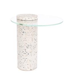 Terrazzo bijzettafel met glas